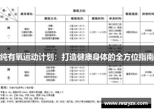 纯有氧运动计划：打造健康身体的全方位指南